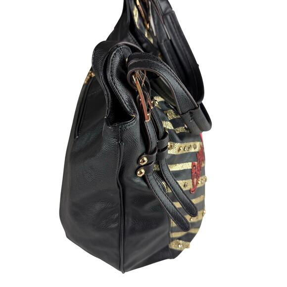 Betty Boop handbag black and gold striped design Vintage Y2K - Picture 5 of 9